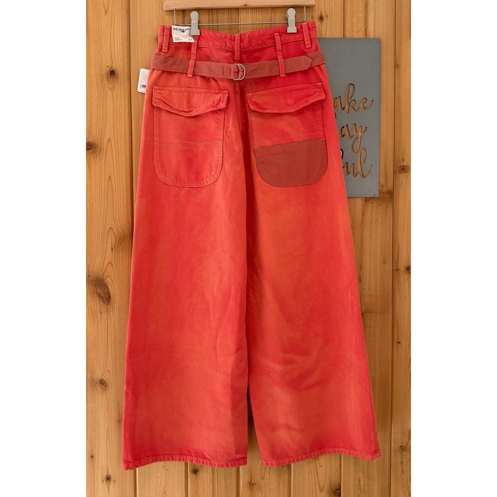 We The Free Waterfalls Baggy Wide-Leg Jeans in Orange Size 27 - Picture 12 of 13